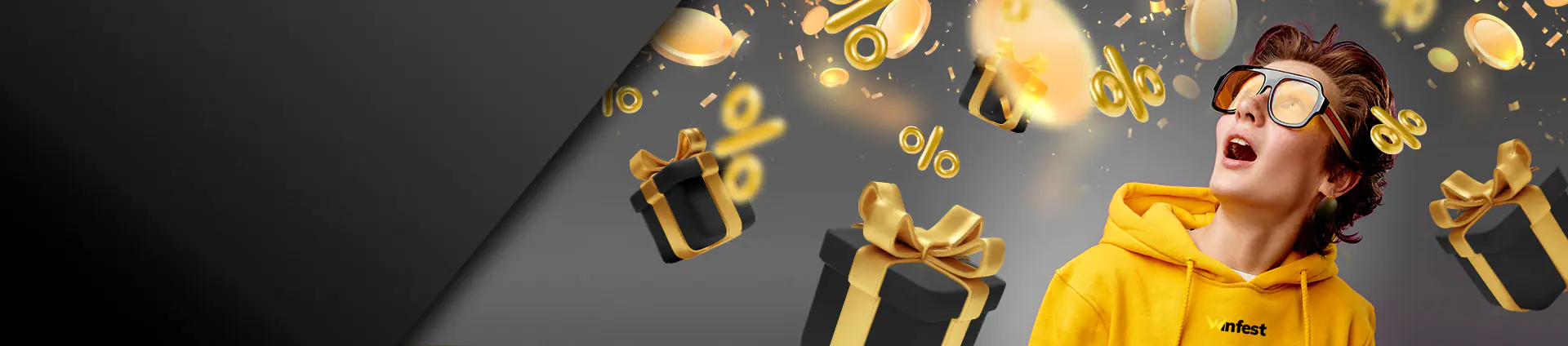 WinShop-Motiv mit gelben Geschenkboxen